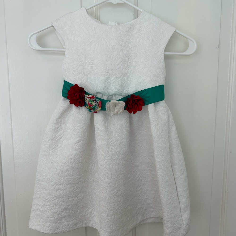 Mayoral White A-Line Dress with Blue Floral Accents